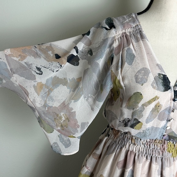 By Together Women's Dusty Rose/Gray Floral Chiffon Mini Dress - Picture 8 of 10